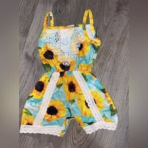 Boutique Sunflower Shorts Romper